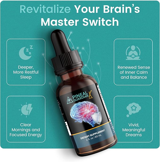 Pineal Guardian X - Rapid Pineal Gland Decalcification Drops for Cognitive Health Support - Brain Supplement to Keep Cognitive Function, Memory and Focus in Top Shape - 60ml
