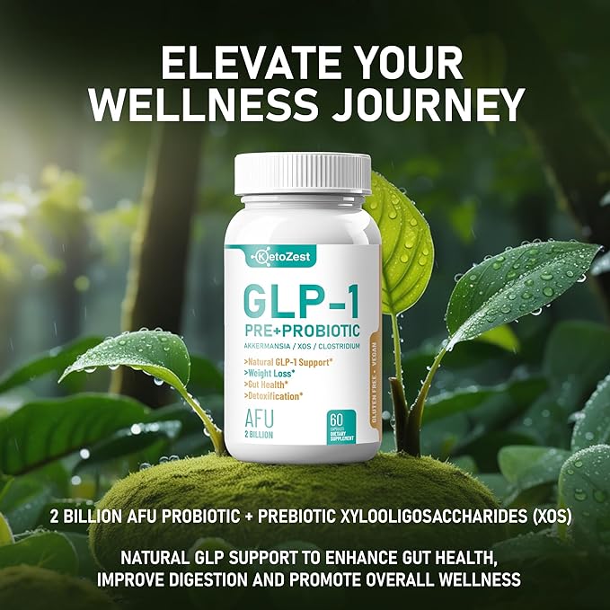 GLP-1 Booster Weight Loss Support Probiotic Prebiotic Supplement - Increases GLP1 Production Activate Natural GLP 1 with Akkermansia Muciniphila - Gut Health & Fat Burn Support for Women Men