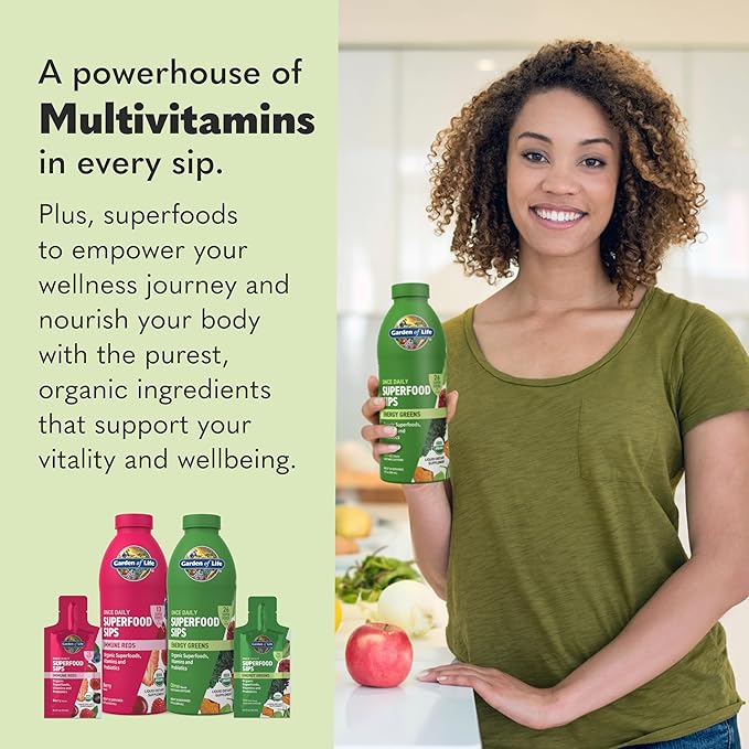 Garden of Life Superfoods Sips, 30 Servings, Vitamins, Probiotics, 26 Organic Superfoods, Functional Mushrooms, Energy Greens, Once Daily, Organic, Vegan, Preservative-Free, Citrus Flavor