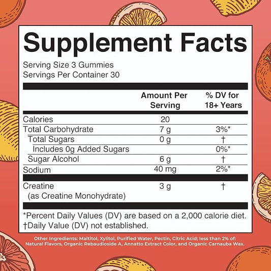 MaryRuth's Creatine Gummies | Creatine Monohydrate Gummies | 1 g Creatine Per Gummy | Creatine for Women & Men | Tangerine Citrus Flavor | Exercise | Workout | Sugar Free | Vegan | 90 Count