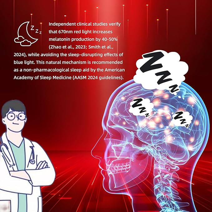 Red Light for Sleep 670nm Sleep Aid Lamp Blue Light Blocking Dimmable for Stress Relief Relaxation Travel Meditation and Yoga