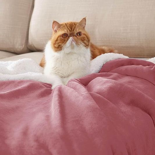 Bedsure GentleSoft Sherpa Fleece Blankets King Size for Bed - Thick and Warm, Soft Fuzzy Plush King Blanket for Winter, Dusty Rose, 108x90 Inches