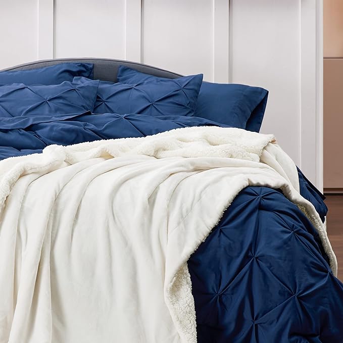 Bedsure GentleSoft Sherpa Fleece Blankets King Size for Bed - Thick and Warm, Soft Fuzzy Plush King Blanket for Winter, Cream, 108x90 Inches