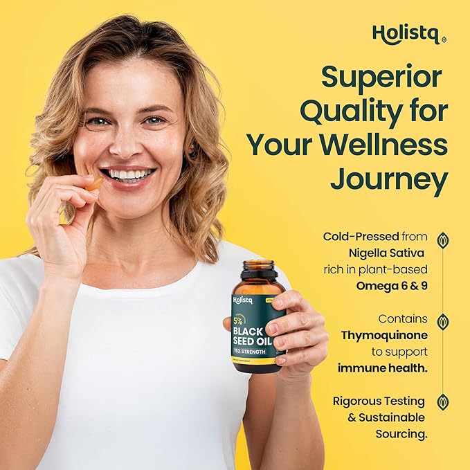 Black Seed Oil Organic Cold Pressed Capsules 120 Softgels - Nigella Sativa Black Cumin Seed Oil, 5% Thymoquinone, Vegan Omega 3 6 9, for Adult Immune and Brain Support Organic Cold Pressed Supplement