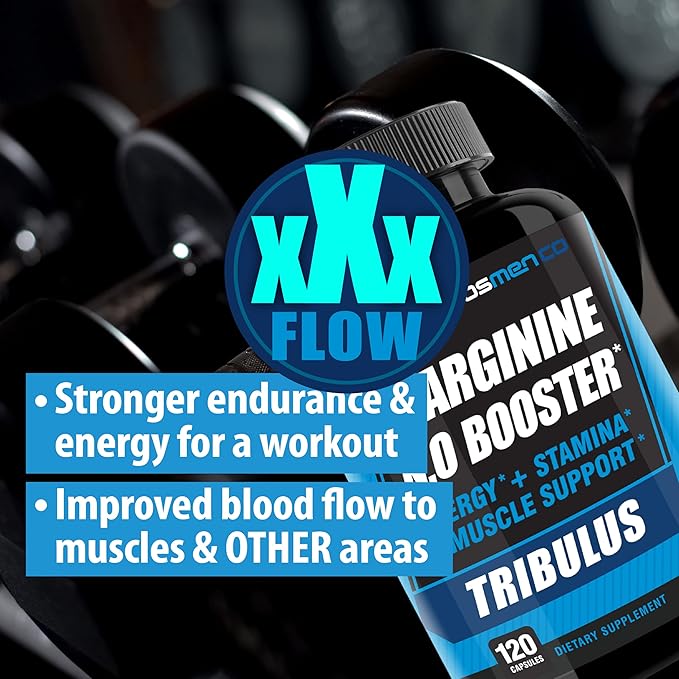 L Arginine Nitric Oxide Supplements for Men - Happy Wife, Happy Nights Help Increase Blood Flow Circulation, Muscle Pump Pre Workout, Male Endurance w/Tribulus - 2 Mons
