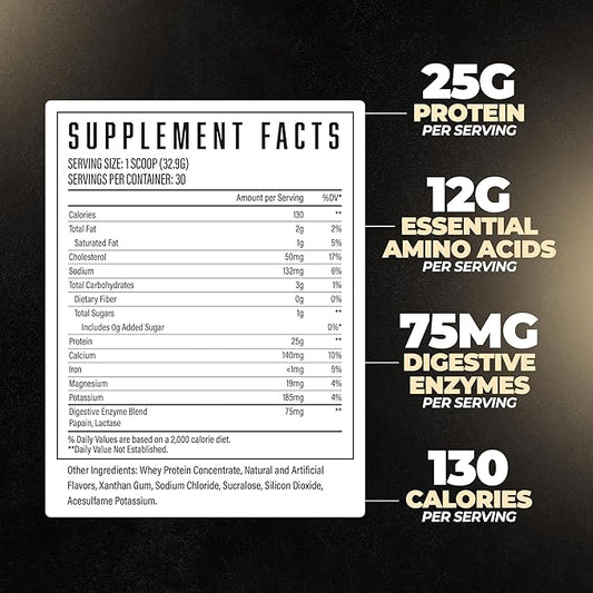 Huge Whey, Protein Powder for Muscle Gain, 25g Protein, 12g EAAs, Supports Muscle Growth, Performance & Recovery (Cookie & Cream, 30 Servings)