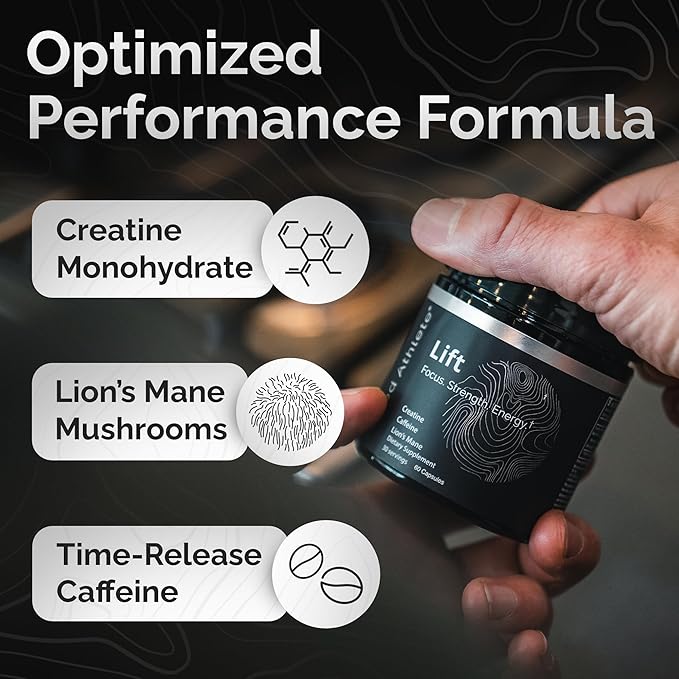 Lift | Nootropic | Lions Mane, Creatine, Caffeine | Mushroom Supplement | Supports Focus, Memory, Energy, Brain Fog | 60 Capsules