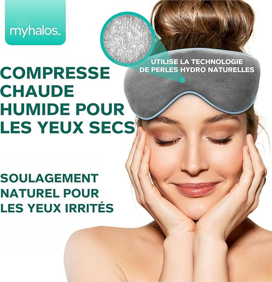 MyHalos® Eye Mask for Dry Eyes - Steam Warm Compress for Eyes - Remove Styes, Chalazion Therapy Warming and Heating Pad Hot Compress - Moist Heat Mask for Blepharitis & MGD