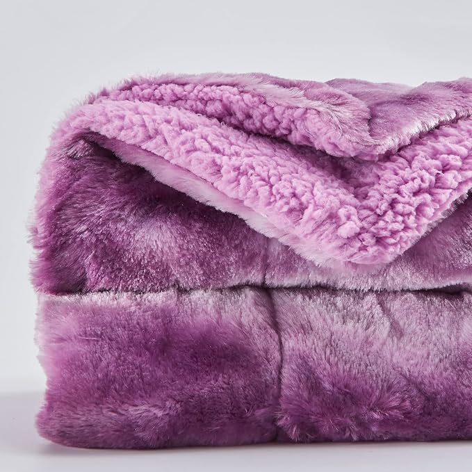 NEWCOSPLAY Super Soft Faux Fur Throw Blanket for Couch Light Purple Sherpa Fuzzy Plush Warm Blanket for Sofa Bed (Light Purple, Throw(40"x50"))
