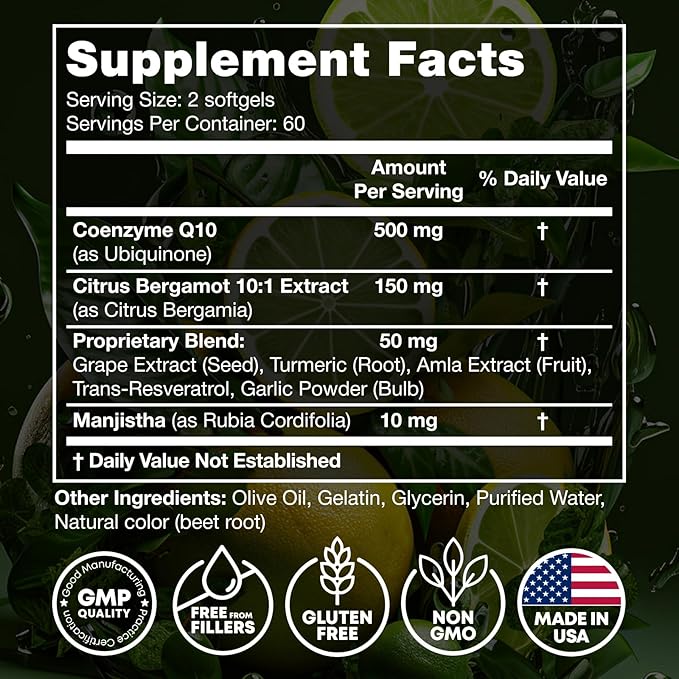 JOYLI Nutrition 2 Pack CoQ10 500mg - High Absorption Coenzyme Q10 Supplement - Co Q 10 for Energy & Vitality - Alternative to CoQ10 400mg & 300mg - 240 Softgels