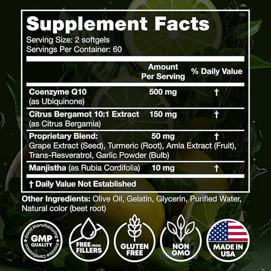 JOYLI Nutrition 2 Pack CoQ10 500mg - High Absorption Coenzyme Q10 Supplement - Co Q 10 for Energy & Vitality - Alternative to CoQ10 400mg & 300mg - 240 Softgels