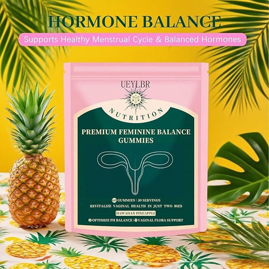 Vital Source Feminine Balance Gummies for Women, Hawaiian Pineapple Flavor, pH Balance Support, Gluten-Free Vegan Probiotic, 60 Count