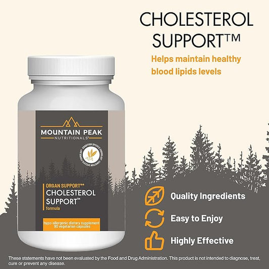 Mountain Peak Nutritionals Cholesterol Support Supplement - with Artichoke Extract, CoQ10, & Red Yeast Rice - Plant-Based Formula Supports Heart Health & Healthy Lipid Levels (90 Vegetarian Capsules)