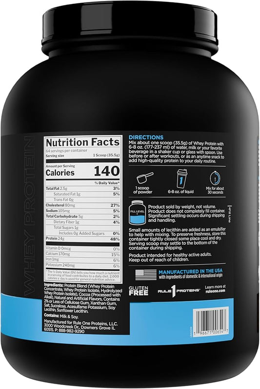 Rule 1 Whey Protein – 24g Fast-Acting Protein from All-Whey Sources with Naturally Occurring EAAs & BCAAs for Workout Recovery or Anytime Use (5 Pounds*, Chocolate Peanut Butter)
