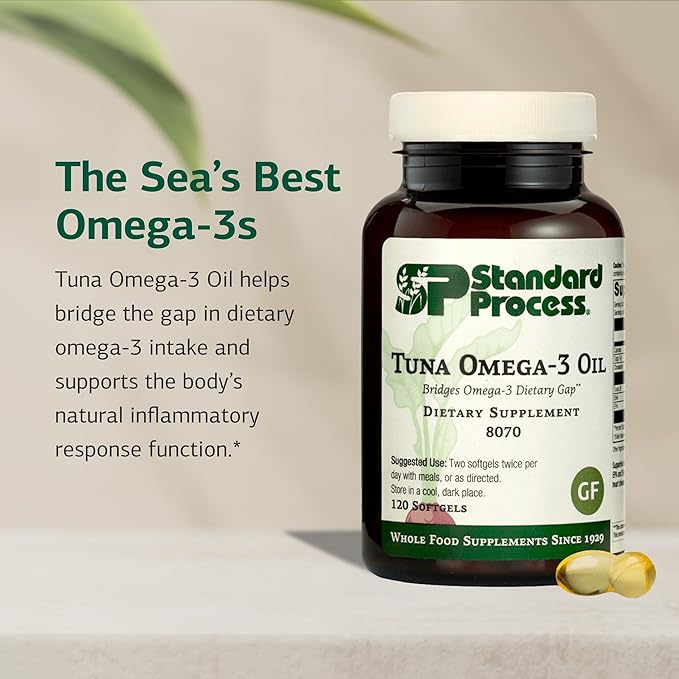Standard Process Tuna Omega-3 Oil - Brain & Eye Health Support Supplement - Essential Fatty Acid Supplement with Omega-3 - Nutritional Supplement to Aid Skin Health - 120 Softgels
