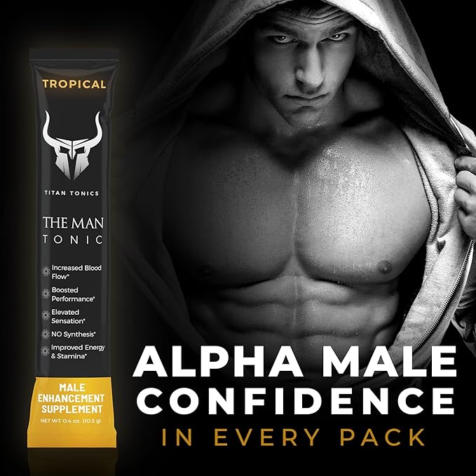 Male Enhancing Supplement Powder – Testosterone Supplement for Men with Tongkat Ali, Maca Root, Horny Goat Weed Powder, Beet Root & L-Citrulline – Nitric Oxide Enhancer (12 Stick Packs) - Tropical