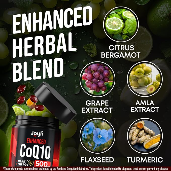 High Absorption CoQ10 500MG - Co Q 10 Supplement 120 Softgels for Heart Health&Energy Production - Enhanced CoQ10 Nutritional Supplements with Coenzyme Q10 - Alternative to coq10 400mg softgels