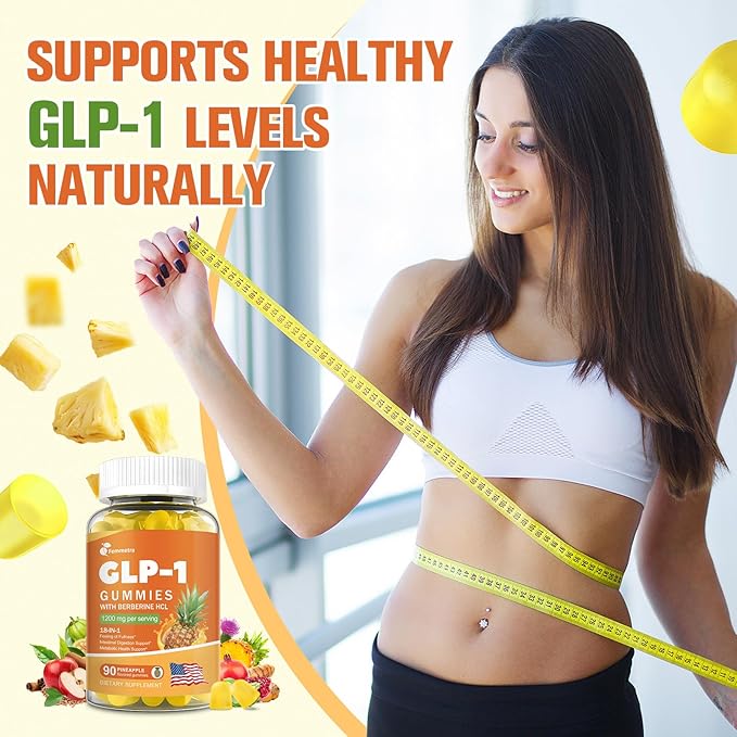 GLP-1 Support Gummies – Supports GLP-1 & AMPK Activation with Berberine HCl, Akkermansia, Probiotics, Magnesium, Turmeric & Milk Thistle – Digestive, Gut, Energy & Metabolic Health – 30 Days