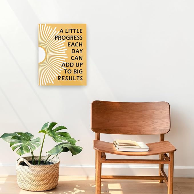 Pugwak Positive Affirmations Wall Decor Canvas Prints - Motivational Framed Canvas Sun Inspirational Orange Wall Art Painting Artwork for Therapy Office Nursery Bedroom Decor Print 11×14 Inch