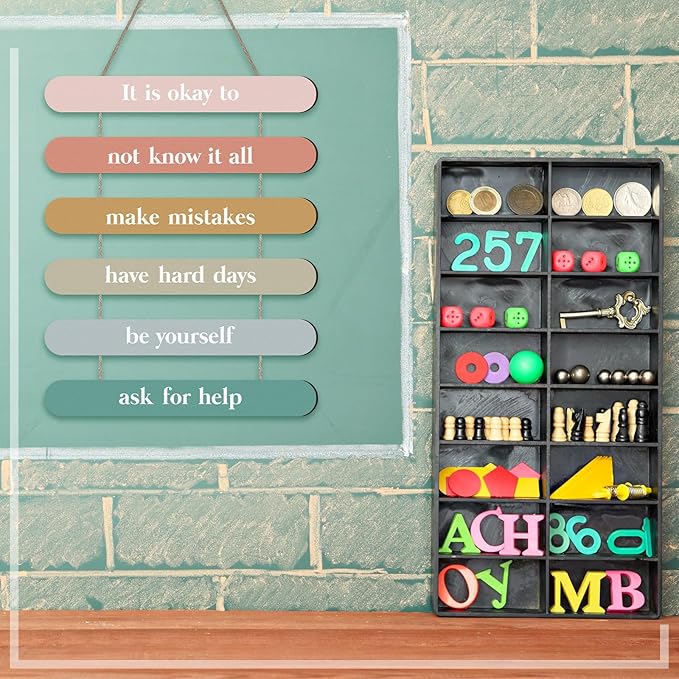 Yousoontic Boho Classroom Decor It Is Okay to Be Yourself Wooden Positive Affirmations Wall Decor Inspirational Hanging Art Mental Health Awareness Decoration for School Classroom Therapy Office