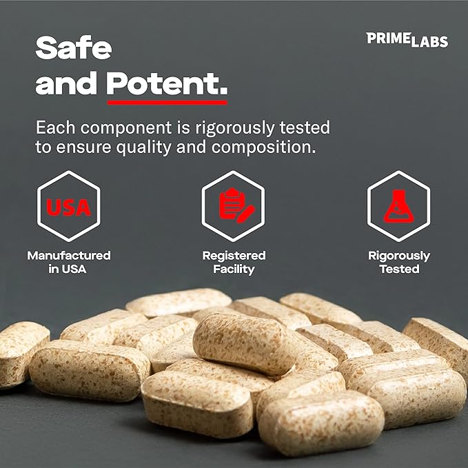 Prime Labs Testosterone Supplement for Men (2-Pack) - Stamina, Endurance, Energy, & Strength - Men's Testosterone Booster & Workout Supplement - 120 Caplets