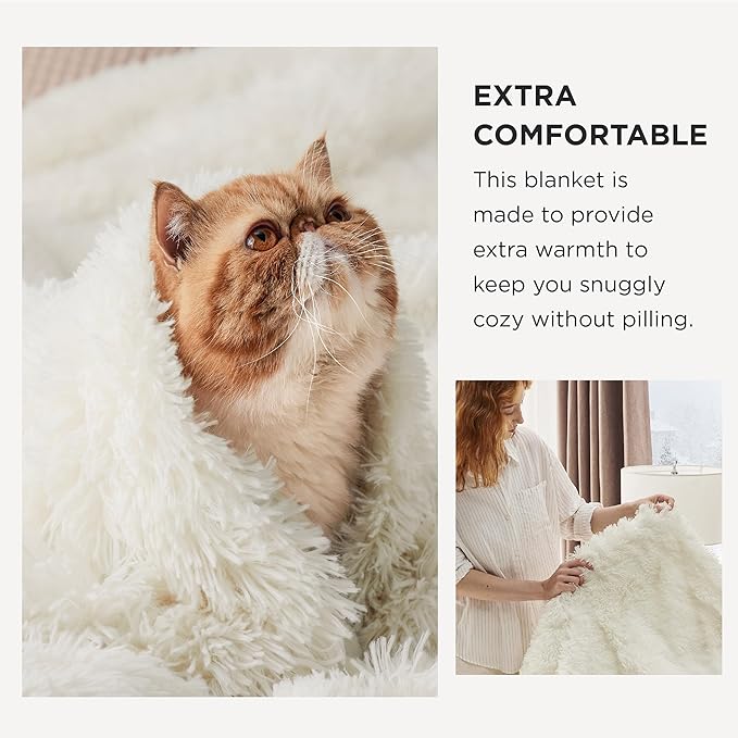 Bedsure GentleSoft Fluffy Cream King Size Blanket for Bed, Thick Soft Sherpa Faux Fur Fleece Bedding Fuzzy Plush Winter Warm Heavy Big Large King Blanket, Cozy Cream Gifts for Men Women, 108x90