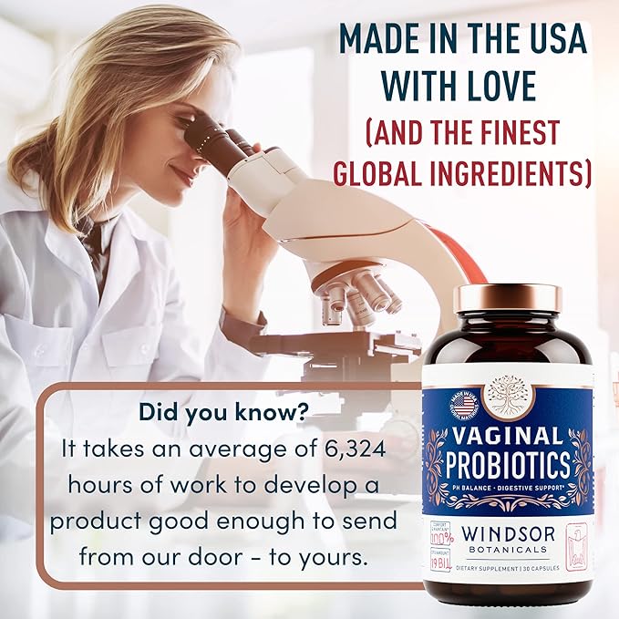 Vaginal Probiotics for Women - 19Bil CFU, Once Daily Lactobacillus Salivarius Probiotic for PH Balance, Digestive, Gut Health - Feminine Balance Complex for Women BV Support Supplements - 30 Capsules