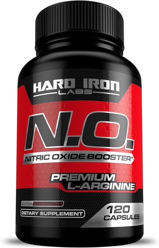 N.O. Nitric Oxide Booster with L-Arginine, L-Citrulline, Beta Alanine, AAKG - Non-GMO, Gluten-Free, Vegan - Pre-Workout Supplement for Muscle Growth, Stamina, Energy, Pumps, Vascularity - 120 Capsules