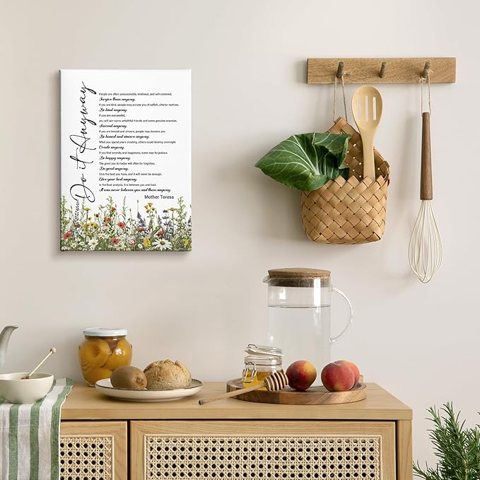 Nitelat Inspirational Motivational Wall Art Decor - Do It Anyway Mother Teresa Quotes Canvas Wall Art Decor For Home Office, Inspirational Motivational Decorations 11x15 Inch