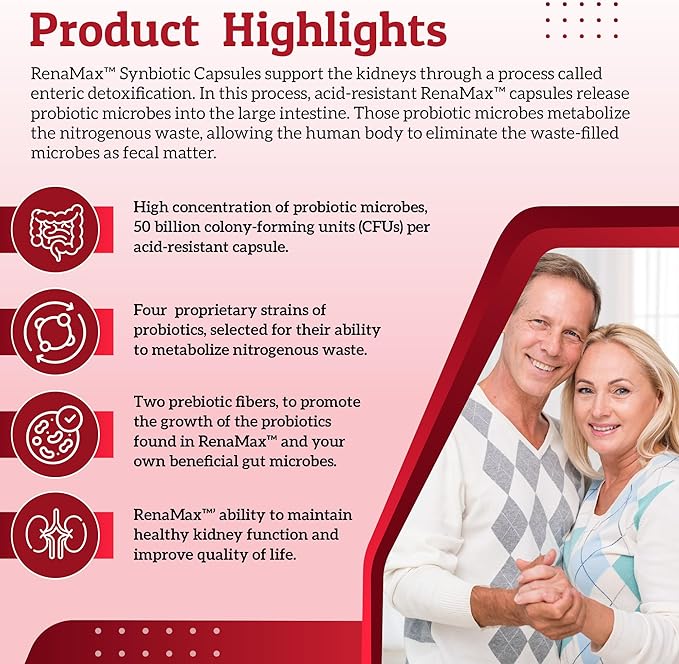 Capsule Kidney Restores & Kidney Care Supplement - Probiotic & Prebiotic Supplement to Support Normal Kidney Function - 50 Billion CFU per Capsule - Made in U.S.A (180 Caps (2 Pack))