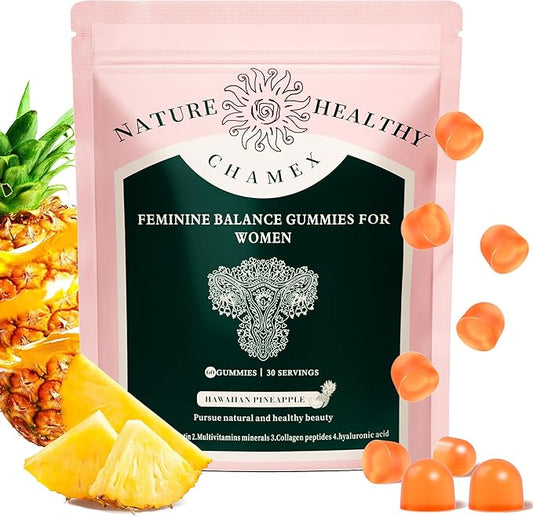 Premium Feminine Balance Gummies for Women - Hawaiian Pineapple Gummies for Women ph, Support Probiotic - Immune Health - Gluten-Free with Vegetarian Friendly - Vitamin C - 60 Count