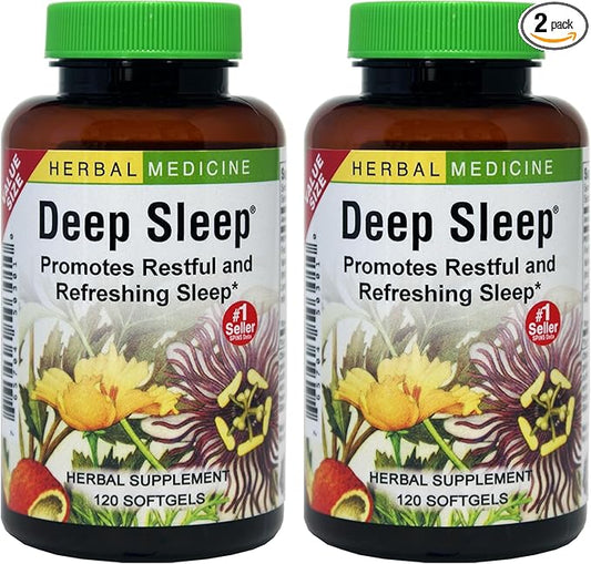 Herbs Etc. Deep Sleep Softgels - Herbal Sleep Support Supplement - Rest & Calming Support with Passionflower, Chamomile & Lemon Balm - 120 Softgels (120 Servings) - 2 Pack