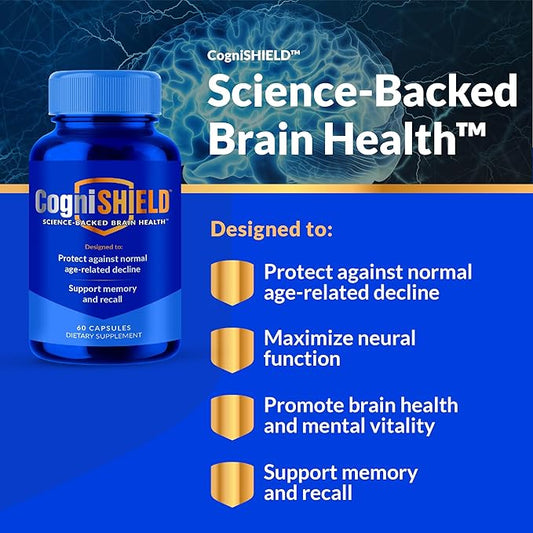 Brain Health Supplement - 60 Count - Support Strong Memory, Recall - Protect Against Normal Age-Related Cognitive Decline