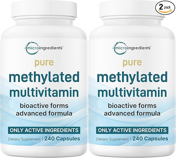 Micro Ingredients 2 Pack Pure Methylated Multivitamin, 480 Capsules | 19-in-1 Formula with Vitamins C, D, B12, Folate, Magnesium, Zinc, & More | Supports Daily Wellness & Immune Health | Filler Free