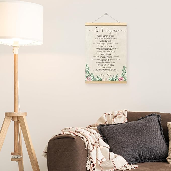 Do It Anyway Quotes Poster Hanger Frame, Inspirational Motivational Wall Art Decor Hanging for Classroom Therapy Office Dorm Bedroom, Do It Anyway Positive Prints Banner, Inspirational Gifts for Women, 12x16