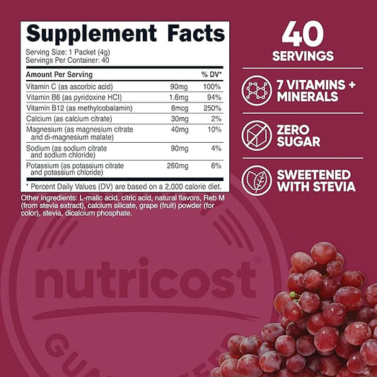 Nutricost Electrolytes Complex, Grape Flavored, 40 Stickpacks - Advanced Hydration Complex