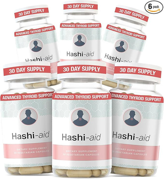 IBDassist™ Hashi Aid Thyroid Support for Women & Men - Thyroid Supplement for Hashimoto's Disease & Hypothyroidism* - with Ashwagandha, Selenium, Zinc, Essential Vitamins & More - 30 Capsules (6 Pack)