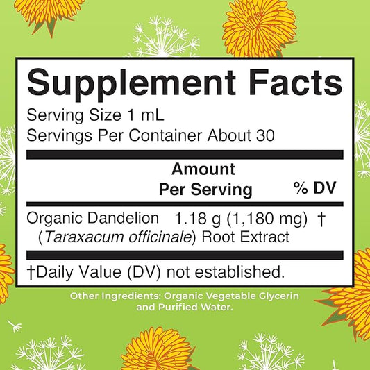 Organic Dandelion Root Extract by MaryRuth's | USDA Organic | Easy-to-Take | Liquid Dandelion Root Supplement | Herbal Extract | Vegan | Gluten Free | Sugar Free | Non-GMO | 30 Servings