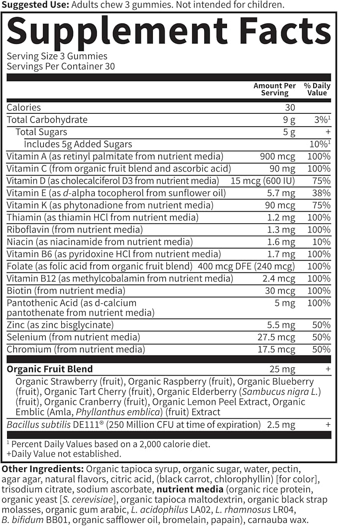 Garden of Life Men’s Multivitamin Gummy, Vitamins for Energy, Stamina & Stress, Probiotics for Digestive & Immune Health, Vitamin Code, Non-GMO, Gluten-Free, 90 Lemon Berry Gummies, 30 Day Count