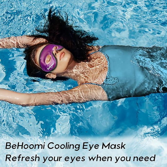 Cooling Eye Mask, Gel Eye Mask with Holes, Reusable Ice Mask, Cool Eye Ice Pack, Comfort Snug Fit, No Freeze, Cold Eye Compress for Home, Office, Relaxation, Morning Refreshment, Purple