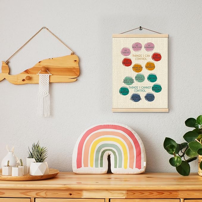 HKTZM Things I Can Control Mental Health Poster Hanger Frame 12.5×17 Inch, Mental Health Self Control Hanging Wall Art Decor for Classroom School Counselor Office Calm Down Corner