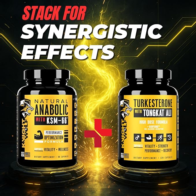 Night Wolf Supps KSM-66 Organic Ashwagandha 600mg, Fenugreek, Natural Anabolic and Muscle Support - with AstraGin for High Absorption - USA Made & Non GMO 3rd Party Tested - 90 Capsules