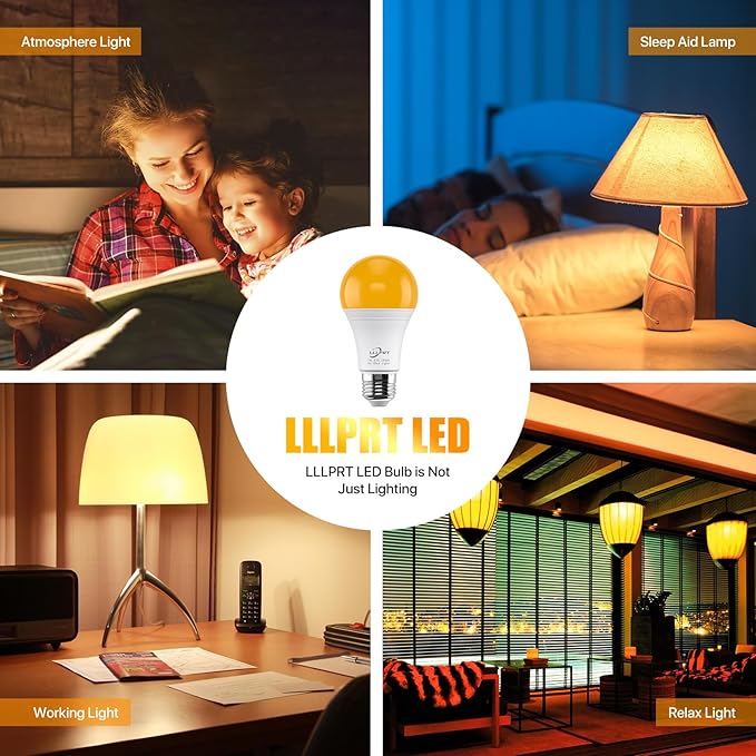 7W LED Light Bulbs, 2 Pack 1600K Amber Warm White Night Light, Blue Light Blocking, Energy Saving, 45W Replacement, Sleep Aid E26 Base Light Bulb for Bedroom, Baby Nursery Room, Non-Dimmable