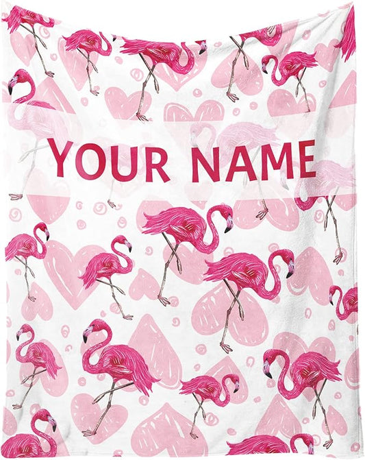 Custom Flamingo Blanket Gifts - 30 x 40 Inches Cute Flamingo Throw - Light Pink Soft Furry Plush Blankets for Chair