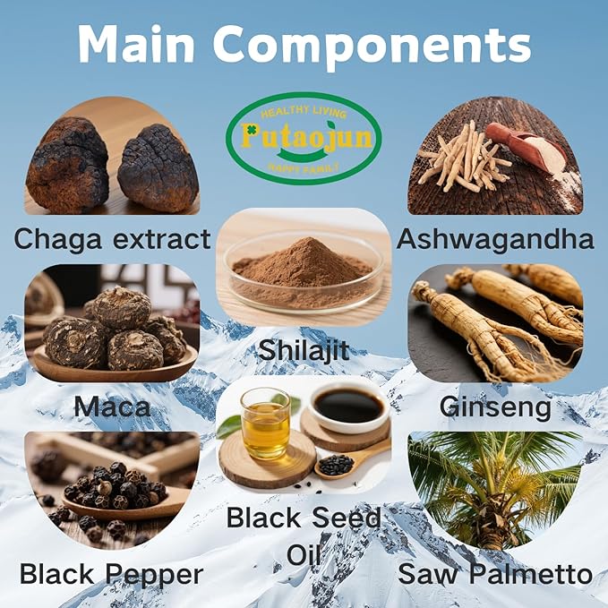 Shilajit Gummies for Man & Woman. Himalayan Gold Shilajit Gummies. 3rd Party Tested.1000mg Pure Shilajit, 200mg Ashwagandha, 200mg Chaga,100mg Ginseng,100mg Saw Palmatto, 60mg Black Seed Oil