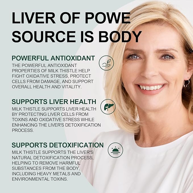 Milk Thistle 500 mg Silymarin Marianum Liver Support, Antioxidant Support, Detox, Liver Protection Capsules for Staying Up Late, Drinking and Hangover, Dull Skin
