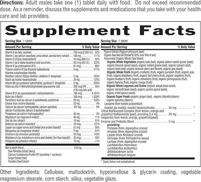 Country Life Core Daily-1 for Men - Multivitamin with Probiotics, Saw Palmetto, Pumpkin Seed Extract, and Coenzymated B Vitamins - Gluten-Free and Vegetarian - 60 Tablets