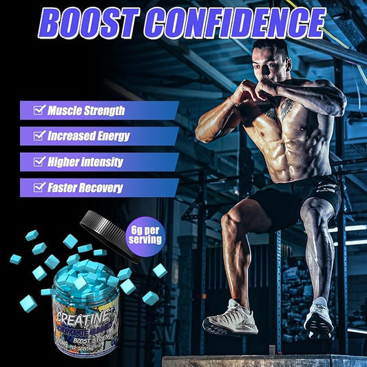 Creatine Monohydrate Gummies 6g for Men Women,Complex Creatine Monohydrate Chewable for Muscle Strength,Muscle Building,Energy Boost,Pre-Workout Energy Supplement,Vegan Blueberry - 120 Count