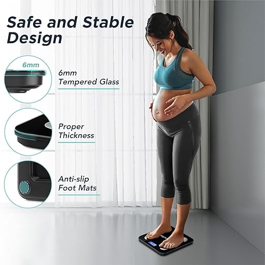 Digital Scales for Body Weight, Bathroom Weighing Scales Body Weight with App, Smart Bluetooth Body Scale for Fitness Tracking,Soft Non-Slip Feet,Body Composition Monitor 400lb/180kg