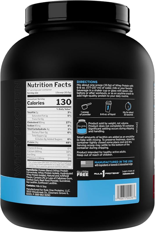 Rule 1 Whey Protein – 24g Fast-Acting Protein from All-Whey Sources with Naturally Occurring EAAs & BCAAs for Workout Recovery or Anytime Use (5 Pounds*, Strawberries & Creme)